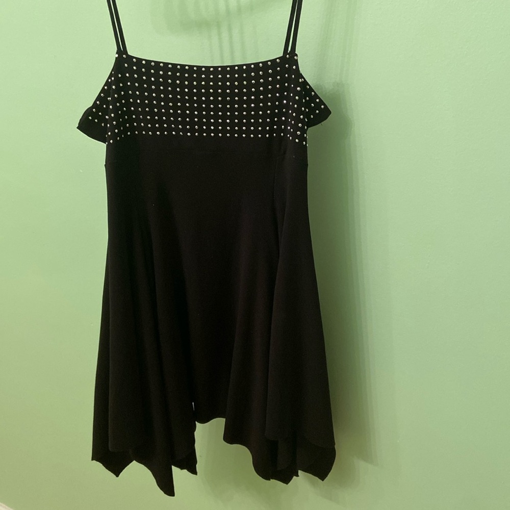 Black spaghetti strap top with rinestones